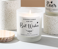 Bougie d'aromathérapie en verre givré, faite à la main, en cire de soja, sans fumée, texture premium, couvercle en bois, pour la fête des pères, Diwali, Noël, usage domestique