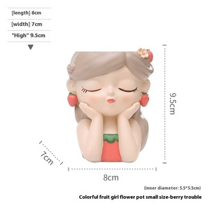 Cartone animato carino per cortile balcone digitale Desktop creativo vaso di fiori per giardinaggio in marmo carnoso ragazza - Product Image 6