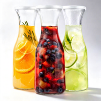 Carafe en verre de 1000 ml, pichets, distributeurs de boissons pour mimosa, eau, vin avec couvercle
