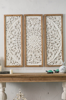 Décoration de maison unique faite à la main éléments de panneaux muraux en bois blanc antique mixte bois sculpté mariage Art carré décoration murale en bois