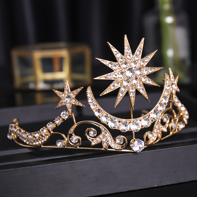 Wholesale Rhinestone Sun Star Moon Crystal Crown V Shape  display picture 1