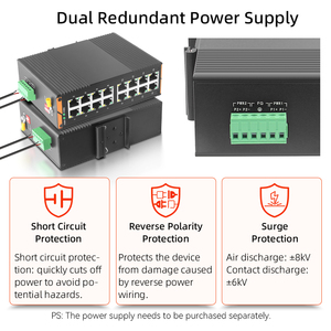 GIANTECH Outdoor Industrial Unmanaged Ethernet <b>Switch</b> 16*10/100/1000Mbps 32G Full-Duplex DIN Rail <b>POE</b> VLAN Support for - Product Image 2