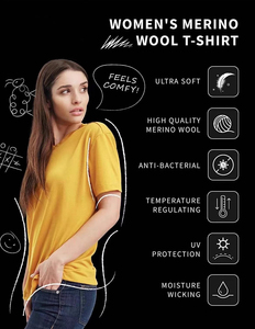 T-shirt personalizzate in lana merino micron 100% per <span class=keywords><strong>uomo</strong></span> e <span class=keywords><strong>donna</strong></span> attivi, vestibilità slim, abbigliamento sportivo nelle taglie 18.5 e 17.5 - Product Image 2
