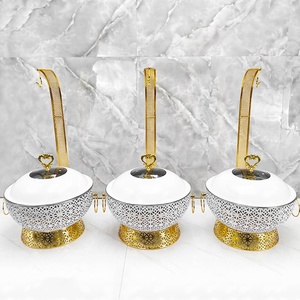 Nuovo Design Lussuoso Scaldavivande Bianco e Oro da 8L in Acciaio Inossidabile con Coperchio a Sospensione per Matrimoni e Feste - Product Image 5