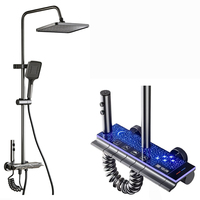 Système de douche LED en aluminium spatial à affichage numérique et commande par touches piano, avec douchette à main, ensemble de douche pour salle de bain, direct usine