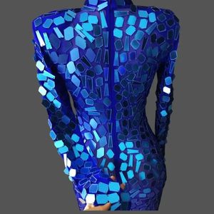 Abito da Festa con Paillettes Blu Zaffiro Scintillanti, Minigonna Aderente Elasticizzata per Serate in Discoteca, Nuovo Stile - Product Image 5