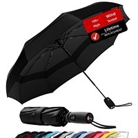 Parapluie de voyage compact coupe-vent à double auvent, pliable automatiquement, résistant aux intempéries, pour la pluie et les tempêtes, en gros