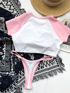 Logotipo personalizado etiqueta 2021 manga corta Bikini brasileño Bikini traje de baño - Product Image 5