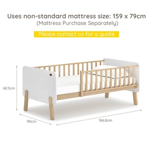 Bộ nội thất phòng ngủ trẻ em bằng gỗ, giường ngủ Montessori, giường cũi trẻ nhỏ, khung giường cũi với bàn cạnh giường tối giản, ghế bậc thang - Product Image 3