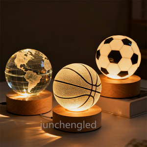 Crystal Ball Crystal Basketball Planet Globe 3D Laser Engraved <strong>Football</strong> Ball with Touch Switch LED Light Base Astronomy <strong>Gif</strong> - Product Image 3