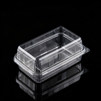 Conteneur alimentaire jetable en PET transparent avec couvercle à charnière pour gâteau aux fraises, chewing-gum, sushi, gelée - Capacité 9 oz, personnalisable