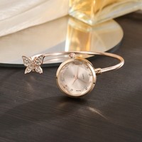 Montre-bracelet en alliage papillon ornée de diamants pour femme, mouvement à quartz, style décontracté, design minimaliste d'inspiration coréenne, aiguilles