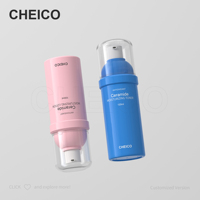 Flacon pompe sans air rond pour crème visage, lotion, crème contour des yeux, rechargeable, anti-fuite, contenant cosmétique, impression sérigraphique personnalisée