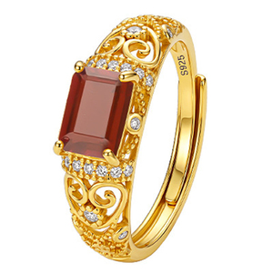 Vintage 5*7mm Rectangle Crystal <b>Ring</b> Natural <b>Stone</b> 925 Sterling <b>Silver</b> Gold Plated Prong Setting Trendy Certified Flower Women's - Product Image 1