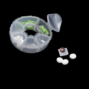 Six Compartment Transparent Portable Pillbox With Cover For Travel Medicine <b>Storage</b> - Product Image 5
