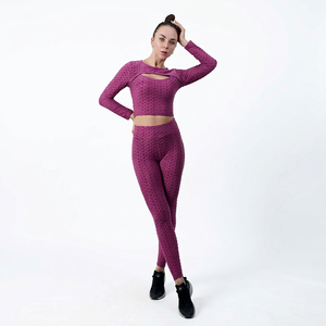 <b>Women</b>’s Workout Set High Waist Yoga <b>Leggings</b> Crop Top 2 Piece Stretch Seamless Gym Fitness Running Training Activewear OEM ODM - Product Image 1
