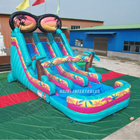 Toboggan aquatique gonflable électrique de 20 pieds à double piste avec piscine amovible, château gonflable et toboggan aquatique pour fête