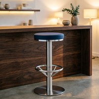 Chaise de bar haute fixe simple et confortable en acier inoxydable et cuir pour hôtel, restaurant, clubs, maison LQ-SS9031