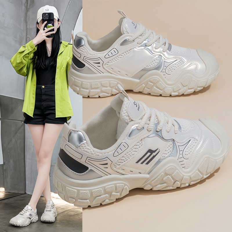 Women's Fashion Street Walking Sneakers Wholesale Breathable Casual Tennis Shoes with Classic Leather Uppers