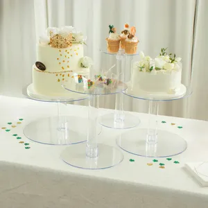 Suporte de buffet de bolo em acrílico transparente removível de 4 camadas de alta qualidade apenas para exibição de casamento