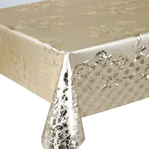 Best Sale Easy To Clean Beautiful Gold Sliver Glitter Sequin Topper Fabric PVC Plastic Table Cloth