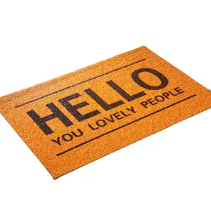 欢迎入口垫椰子棕色你好定制聚氯乙烯线圈垫带标志设计门垫入口地板地毯