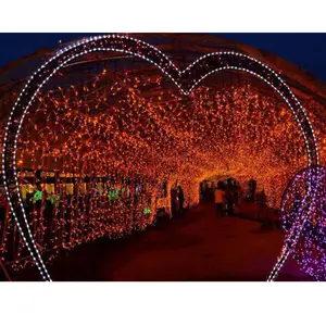 led lighted heart shape corridor for wedding outdoor decoration 2d pink heart shape arch motif light