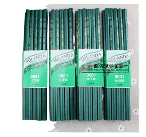 中国固定式2B铅天然木材书写铅笔带橡皮擦的条纹铅笔