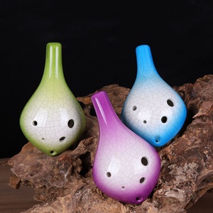 Ocarina en céramique 6 trous Alto C, finition craquelée, forme goutte d'eau, instrument à vent pour débutants, vente en gros - Product Image 3