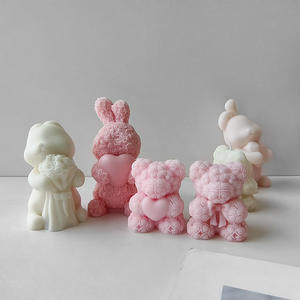 Nuevos moldes de silicona para velas de oso rosa del Día de San Valentín, moldes decorativos de silicona para velas, moldes para velas de arte hechos a mano DIY - Product Image 1