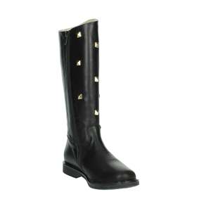 Florens Girls' Boots F6424 Black <b>Leather</b> Knee High With Gold Studs For Winter Wear - Product Image 5