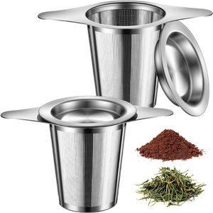 Premium Customized Logo Double Handle Fine Mesh Loose Leaf <b>Infuser</b> <b>Tea</b> Strainer Filter with Lid - Product Image 1