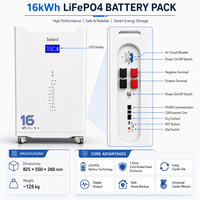 Batterie Lithium Fer Phosphate Hybride Extérieure 16 kWh 51,2 V 314 Ah Solaire Intelligente Wi-Fi Empilable 8000 Cycles Fiable