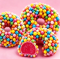 BESTAR Bonbons Gommeux Halal en Forme de Donut, Croquants, Vente en Gros, Marque Privée Personnalisée, OEM, Saveur Fruitée, Confiserie Gommeuse Moelleuse Enrobée Croustillante