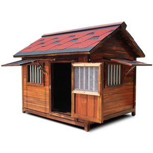 บ้านสุนัขไม้เนื้อแข็งแบบถอดประกอบได้ ใช้ได้ทุกฤดู พร้อมหลังคาไม้และรั้ว ป้องกันน้ำสำหรับกลางแจ้ง ไม่มีแบบปิด สำหรับสุนัขขนาดใหญ่ - Product Image 1