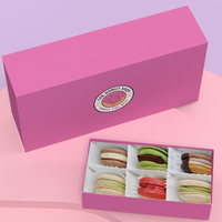 Kunden spezifische Luxus schwarz Geschenk Lebensmittel Keks Macaron Packbox Sweet Cookie Verpackungs papier Macaron Boxv