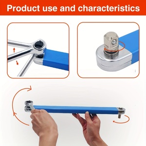 15-Inch Stalen Multifunctionele Moersleutelset Met Hendelhendel Offset Verlengcontactdoos Ratel Autoreparatiegereedschap En Metrische Adapterstang - Product Image 6