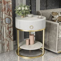 Table basse moderne de luxe en métal rond avec plateau en marbre facile à nettoyer, table à thé, table d'appoint pour salon