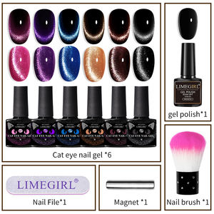 Limewirl Glitter Cat Eye UV Gel smalto per unghie Set galassia colorata olografica Manicure arte per il salone o fai da te a casa - Product Image 2