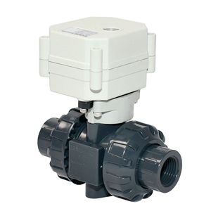 Vanne à boisseau sphérique électrique en PVC 1/2 po DN15, résistante aux acides et aux alcalis, à passage direct, double union - Product Image 2