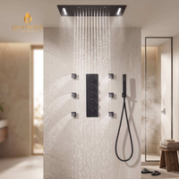 Système de douche thermostatique intelligent de luxe à 4 fonctions avec fonction pluie, robinetterie murale pour salle de bain avec musique et affichage LED