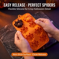 Moule en silicone à 8 cavités à dégagement rapide, thème araignée, pour Halloween, vente en gros, réutilisable, pour chocolat, DIY