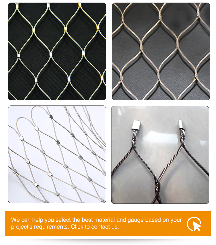 Custom Stainless Steel Woven 304 Wire Rope Mesh Knotted