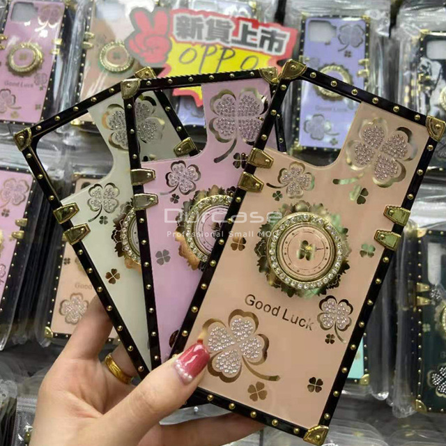 Designer Luxury Box Fashion Mobile Phone Cover With Bling Ring Clock for Samsung A55 A35 A72 A52 A32 A12 Phone Case