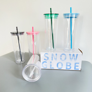 20-pack US Warehouse Mix Kleur 24oz Dubbelwandige Plastic Acryl Voorgeboorde Sneeuwbol met Deksels en Rietjes voor DIY - Product Image 3