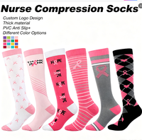Chaussettes de compression en coton personnalisées pour infirmières, respirantes, extensibles, hauteur genou, tendance, pour femmes, usage quotidien