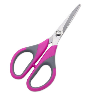 Office Scissors 5.5-Inch Stainless Steel Straight Head Reddish Gray Handle Home Use Student Stationery - Product Image 1