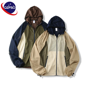 QZFSO Custom Streetwear <b>Lightweight</b> Mesh Zip up Windbreaker Breathable Quick-dry Polyester Sun Protection <b>Jacket</b> With Hood - Product Image 1