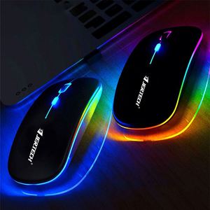 JERTECH JR3 Souris optique de jeu pour ordinateur portable 1600DPI 2.4G Mini PC RGB USB Rechargeable BT Souris sans fil pour ordinateur - Product Image 1