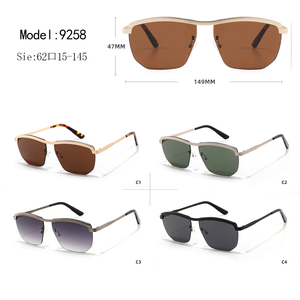 แว่นกันแดดทรงสี่เหลี่ยมแบบ unisex กรอบโลหะครึ่งวงกลม เลนส์โพลาไรซ์สีน้ำตาล ป้องกันรังสียูวี 100% สำหรับกิจกรรมกลางแจ้ง สำหรับผู้ใหญ่ - Product Image 3